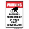 Video Surveillance Aluminum Sign Property Protected 24 Hour Security Protection