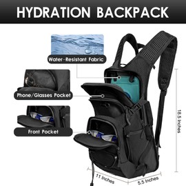WOLT Hydration Backpack 18L Hiking Water Backpack with 2L Water Bladder for Men Women, Hydration Pack for Running Cycling Biking and Climbing (Black)