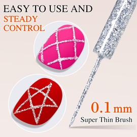 Double Rhythm 15 Ml Metallic Gel Liner Nail Art Gel Bronze Mirror Chrome Painted Drawing Stripper 3D Effect Gel Polish (Line Art Gel-Silver)