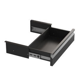 VIYET Under Desk Drawer Slide Out for Office, Metal Under Table Drawer, Standing Desk Drawer Attachment, Under Desk Drawer for Desk, Undermount Drawer, 18''W Sliding Drawer, Black