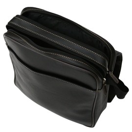 Tassia PU Leather Messenger Bag - Rear External Zipped Pocket