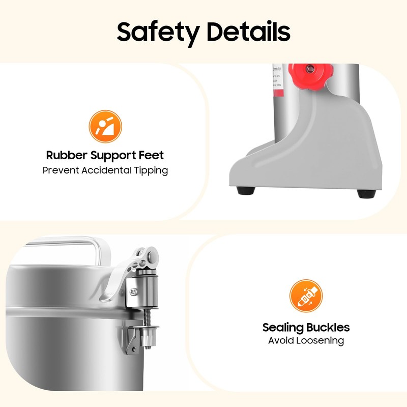 FIPINIXK Electric Grain Mill Grinder, 3600W Large Grinder with Carbon