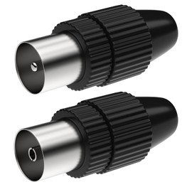 Antenna Plug Set Coaxial Plug & Coaxial Female / Female for Cable View, IEC TV Plug Male & Female Black DVB-C Radio and DVB-T2 TV Antennas for Coaxial Satellite Antenna Cable BK Systems 4K UHD