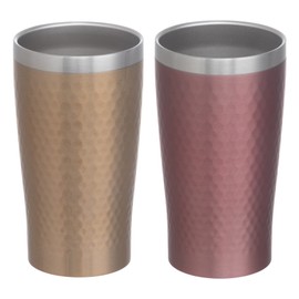 maebata 51432 Thermo-Tumbler, Pair of Vacuum Insulated, Double Wall Construction, Stainless Steel, Luxe, Gold & Pink, 11.8 fl oz (340 ml), Gift Set