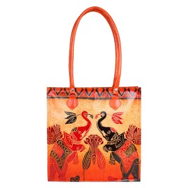 Twin Royal Elephants Design Ethnic Hand Embossed Shantiniketan Leather Indian Shoulder Bag