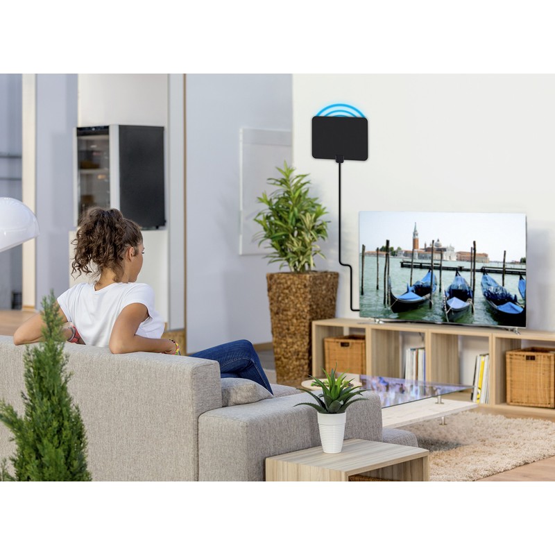 Ematic EDT201ANT Ultra-Thin Indoor HDTV Antenna with Amplifier 50-Mile Range,