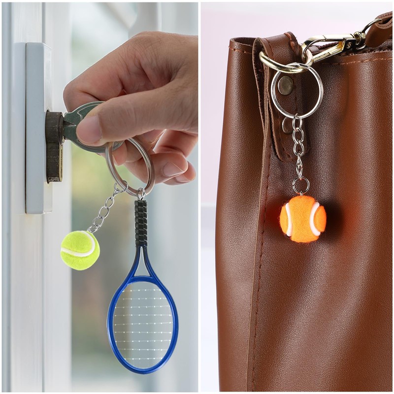 [PATIKIL] Tennis Key Chain 4pcs Mini Tennis Ball Key Chain