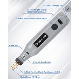 SOBEAU 3.7 V Multifunctional Tool, Rotary Tool, 3 Adjustable Speeds, 5000-15000 rpm, 105 Multifunctional Tool Accessories for Drilling, Engraving, Polishing, Grinding, Rust Removal