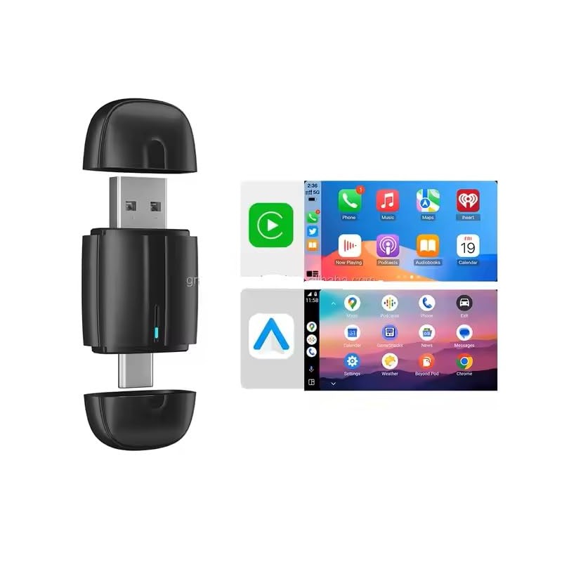 Car Accessories Wireless CarPlay Adapter USB-C & USB-A, Android Auto