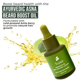 Asna Beard Boost Oil - Cold-Pressed, All Hair Types, Stimulates Growth, Nourishing & Moisturizing, Ayurvedic with Vitamin C & Antioxidants for Softer, Fuller Beard