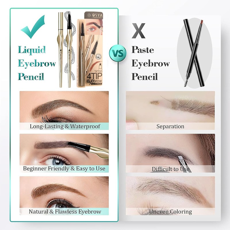 Derpilo[新感覚アイブロウ]防水アイブロウペンシル 3color set 超極細0.1mm液体四叉アイブロウペンシル 落ちない|長持ち防水・防汗|落ちない自然な眉毛仕上げ|描きやすい消えないアイブロウ|人気3色|眉毛メイク道具