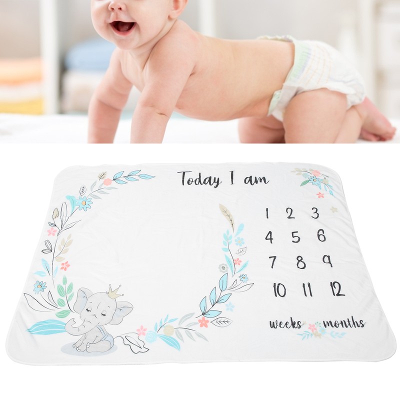 Flannel Baby Monthly Milestone Blanket Infant Growth Memory Blanket Photography