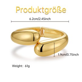 HEEYA Women's Gold Bangle Cuff Bracelet Adjustable Open Bracelet with Gift Box Anniversary Birthday Christmas, 6 cm, Stainless Steel