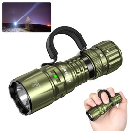 Wurkkos TD07 Flashlight, LED Tactical Flashlight, 1300 High Lumen EDC Small Flashlight, USB-C Rechargeable Flashlights, Turbo/Strobe Momentary, IP68 Waterproof, Flash Light for Camping(Olive Green)