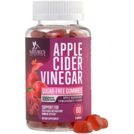 Apple Cider Vinegar Gummies Sugar Free 1000mg for Cleanse, ACV Gummy Vitamin B12 for Digestion Energy & Immune Health Support, Natural Premium Apple Raspberry Flavor, Non GMO & Vegan - 60 Gummies