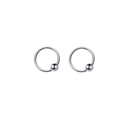 20G Sterling Silver Ball Bead Sleeper Small Hoop Earrings Tragus Cartilage Nose Rings Septum Huggie Hoops (6mm)