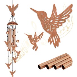 INFUNLY Bird Wind Chimes for Outside 5.5"×5.4" Hummingbird Metal Windchime Aluminum Tube Wind Chime with Bell Animal Pattern Windchime Tubes Memorial Wind Bell for Garden Decor Housewarming Gifts