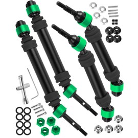 #45 Steel RC Drive Shaft Axles Upgrades Part for 1/10 Slash&rustler&Stampede 4X4 (VXL),Harden Front Rear CVD Driveshafts Hops up,Black witrh Green(4PCS)