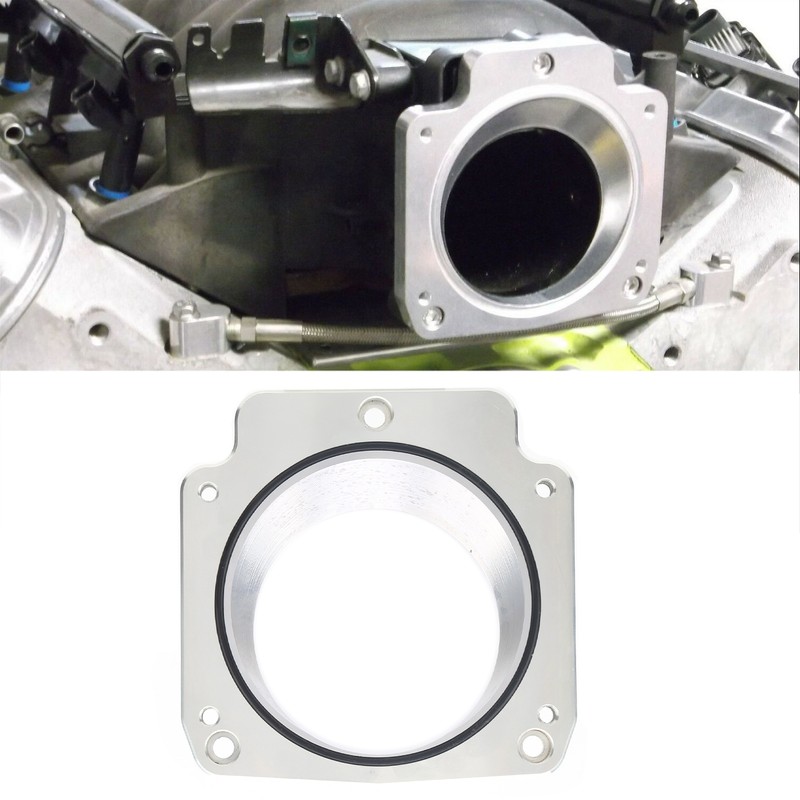 Throttle Body Adapter Plate Natural Finish Aluminum with Mounting Bolts