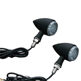 Kuryakyn 2509 Torpedo/Bullet Style Motorcycle LED Lights with Clear Lenses: Rear Position Turn Signal/Blinker, Running and Brake Light Indicators, Matte Black, 1 Pair