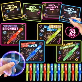 ShyLizard 24Pack Kids Valentines Day Cards for Classroom School, Valentines Cards with Fidget Spinner Toys, Kids Valentine's Day Card Gifts for Valnetine Day Party Favors, Classroom Prize