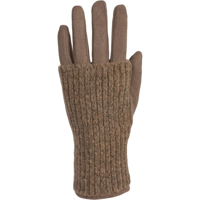 styleBreaker Women's Touchscreen Fabric Gloves with Removable Knitted Cuffs, Warm,