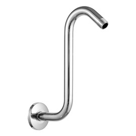 OFFO Shower Head Extension Arm 10 in, S Shaped Shower Arm with Flange High Rise Goose Neck Shower Arm Extension Chrome Finish