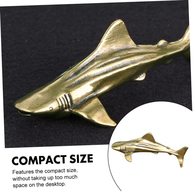 Levemolo Brass Shark Figurine Small Desktop Decor Unique Tabletop Ornament