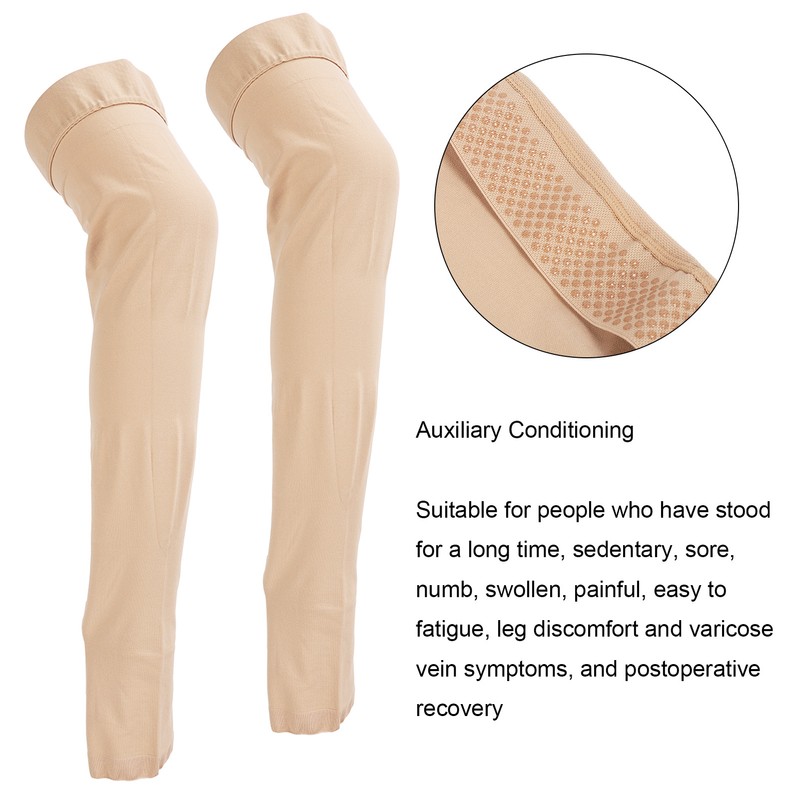 3XL Beige Open Toe Compression Stockings Thigh High 23‑32mmHg Toeless