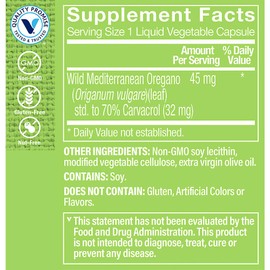 The Vitamin Shoppe Oil of Oregano 45mg - Immune Health & Antioxidant | 70% Carvacrol Super Strength | 60 Veggie Caps | Mediterranean