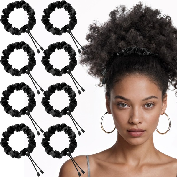 SESENSE 8PCS Adjustable Hair Ties, Afro Puff Satin Hair Tie