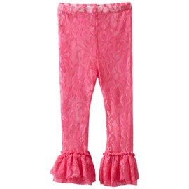 Mud Pie Little Girls' Floral Lace Legging, Hot Pink, 4T