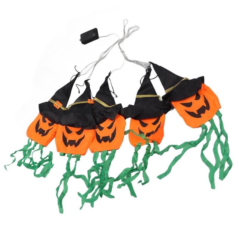 Pumpkin String Lights Clear Pattern Spooky Ambience Battery Powered LED