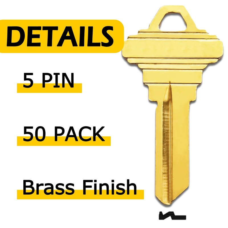 DHEISHA SC1 Key Blanks in Sturdy Brass-50 Pack Compatible with