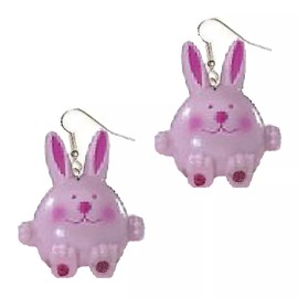 Team-Zebra Funky Earrings & Novelty Jewelry Funky HUGE CHUNKY BUNNY EARRINGS Pink Rabbit Easter Garden Novelty Charm Jewelry