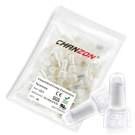 Chanzon CE5 Pure Copper Closed End Crimp Connector for 12-10AWG Gauge Nylon (PA) Cap, Insulated Core, Splice Wire Crimp Terminal (Pack of 50)