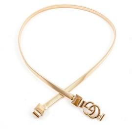 Aodexius Modern Women's Summer Dress Metal Belt Elastic Waist Chain with Letter Buckle, gold