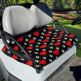 Darisoco Paw Heart Red Printed Golf Cart Seat Covers Blanket Golf Cart Towel Seat Covers Fit for Most 2 Seat Golf Carts Easy to Install & Clean Suitable for All Seasons