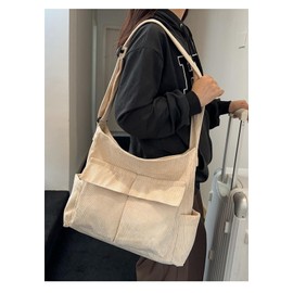 Canvas Crossbody Bag Corduroy Multi-Pocket Shoulder Tote 2025 Unisex College Casual Couple Daily Bag Work