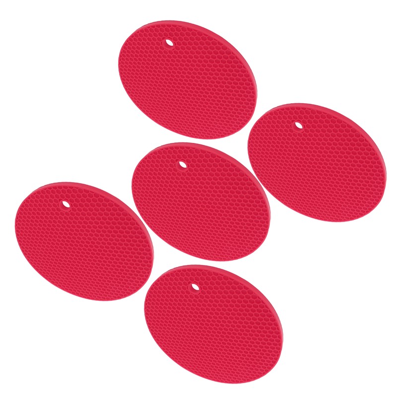 5PCS Silicone Trivet Mats Round Multipurpose Heat Resistant Non Slip