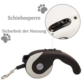 Morn Light Retractalb Dog Leash with Built-in Led Flashlight 3.6 M Nylon Dog Leash Sliding Lock Push Button Powered by AAA Batteries(Black)