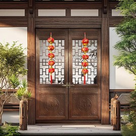KYMY Chinese New Year Hanging String Lanterns, Pack of 2 Spring Festival Oriental Pendant Ornaments, 2025 Year of The Snake Asian Lunar New Year Hanging Decorations for Home Office Wall Door Window