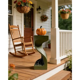 Twisted Resin Pedestal with Root Detail - Olive Green Finish, Artistic Sculptural Stand for Contemporary Interior DecorColor: As picture, Size: One Size