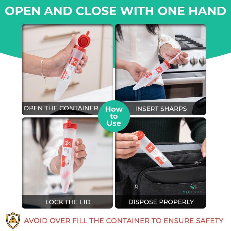 Sharps-Shuttle - Single Use Travel Sharps Container for Needles Syringes