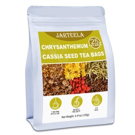 Jarteela - Chrysanthemum Cassia Seed Tea Bags - 5g x 25 Count - Chrysanthemum Blend Herbal Tea with Goji Berry, Burdock Root, Honeysuckle, Osmanthus - Support Overall Health