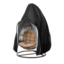 Hanging Egg Chair Cover, Outdoor Durable Waterproof Egg Swing Chair Cover Single Swing Egg Chair Dust Protector,Waterproof Heavy Duty Weather Resisatnt Outdoor Chair Cover (Black-115 * 190CM)
