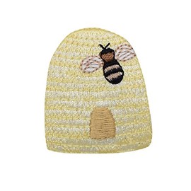 Yellow Beehive - Brown Honey Bee - Hive - Embroidered Iron on Patch