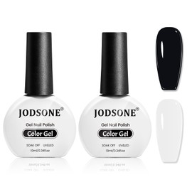 JODSONE 2Pcs Gel Nail Polish Set 10ml Black and White Gel Polish，Soak Off LED U V Nail Gel Manicure All Seasons Gel Polish Nail