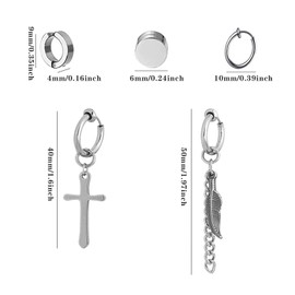 NEWITIN 15 Pairs Magnetic Stud Earrings for Men Clip on Earrings Stainless Steel Magnet Earring Unisex Dangle Cross CZ Hoop Magnetic Stud Earring Set for Men Women, Stainless Steel, Cubic Zirconia