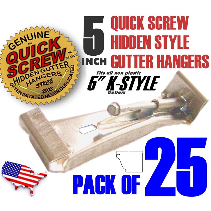 25 Pack Quick Screw 5" inch Aluminum Hidden Rain Gutter